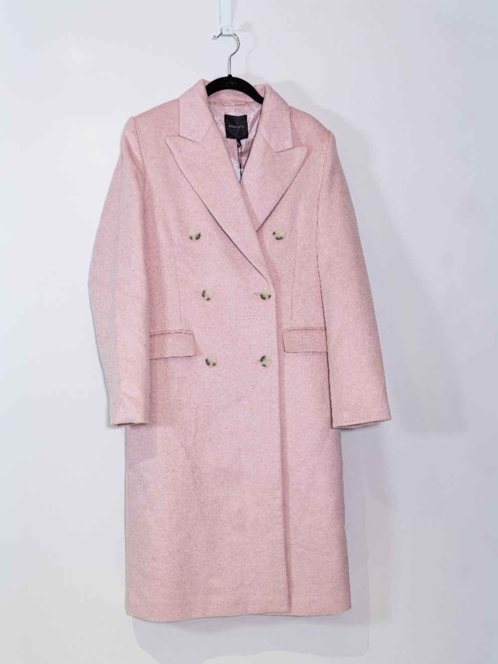 NEW Dynamite Manteau Wool Double Breasted Pea Coat Jacket Light Pink Melange S